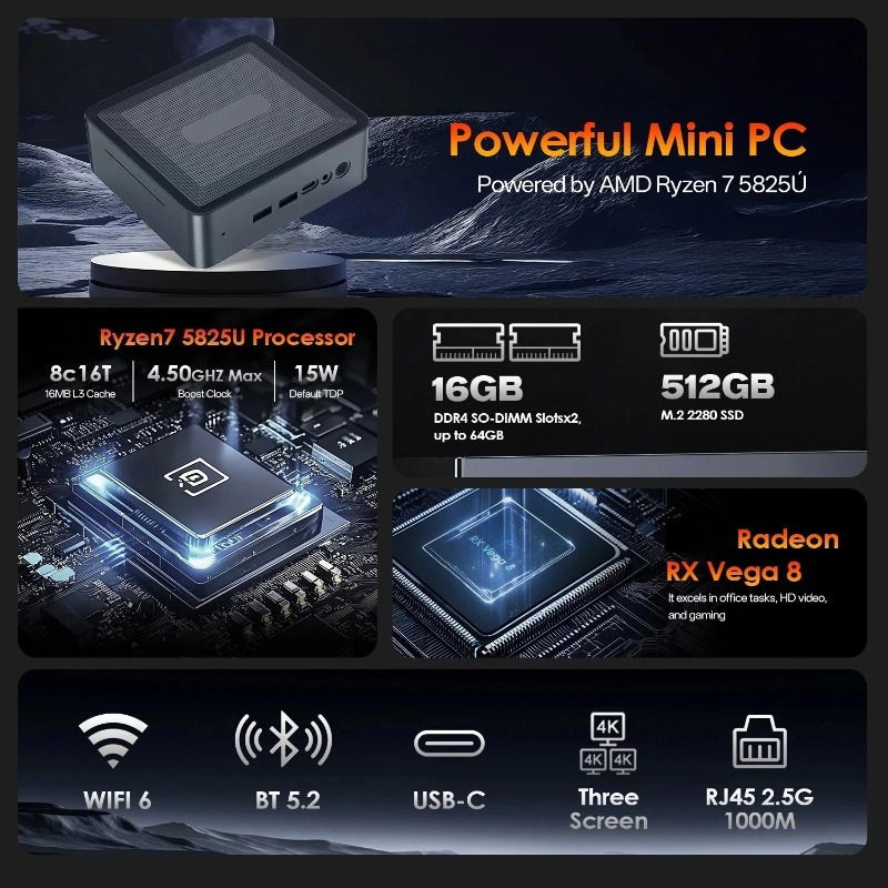Novo Mini PC Ryzen 7 5825U / R - Pc Gaming Ryzen 7 avaliação e preço